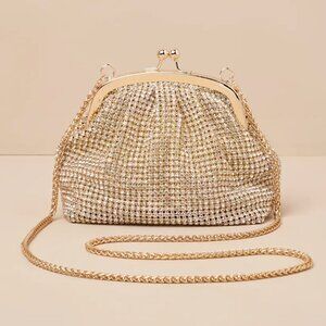 Lulus Undeniable Gleam Gold Rhinestone Clutch